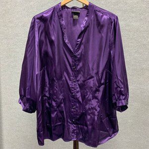 Lane Bryant Royal Purple Satin Blouse 22/24W